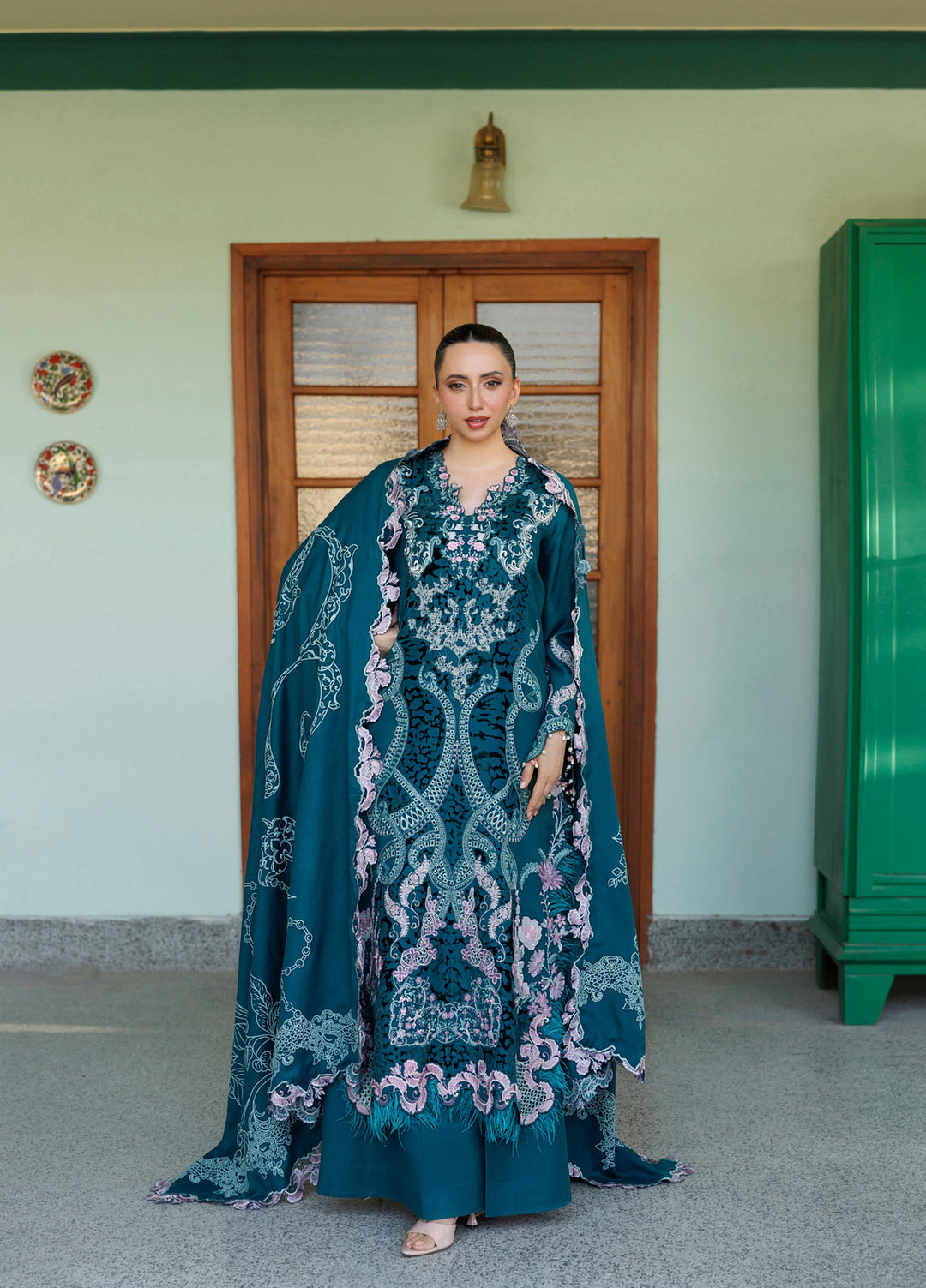Plush Luxury by Asifa and Nabeel Unstitched Embroidered Pashmina 3 Piece Suit Secret Garden WLXU-03 - Festive Collection