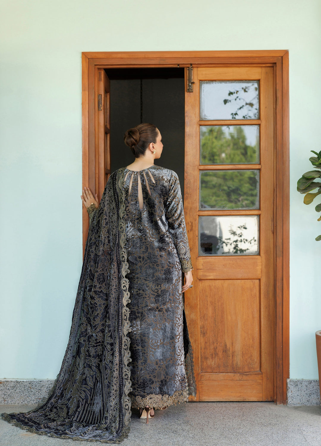 Plush Luxury by Asifa and Nabeel Unstitched Embroidered Velvet 3 Piece Suit Magnolia WLXU-05 - Festive Collection