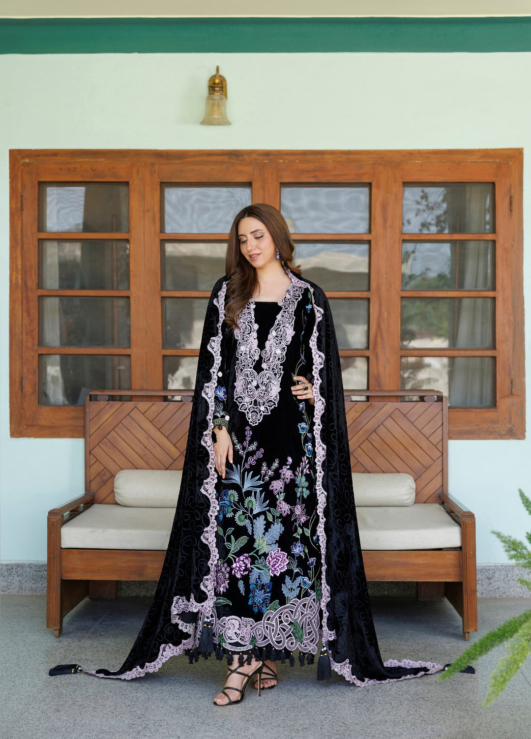 Plush Luxury by Asifa and Nabeel Unstitched Embroidered Velvet 3 Piece Suit Ivy WLXU-09 - Festive Collection