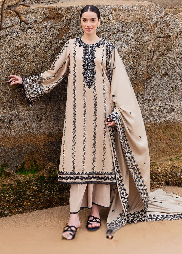 Cross Stitch Embroidered Cotton Satin Suits Unstitched 3 Piece CS25SU Woven Grace - Winter Collection