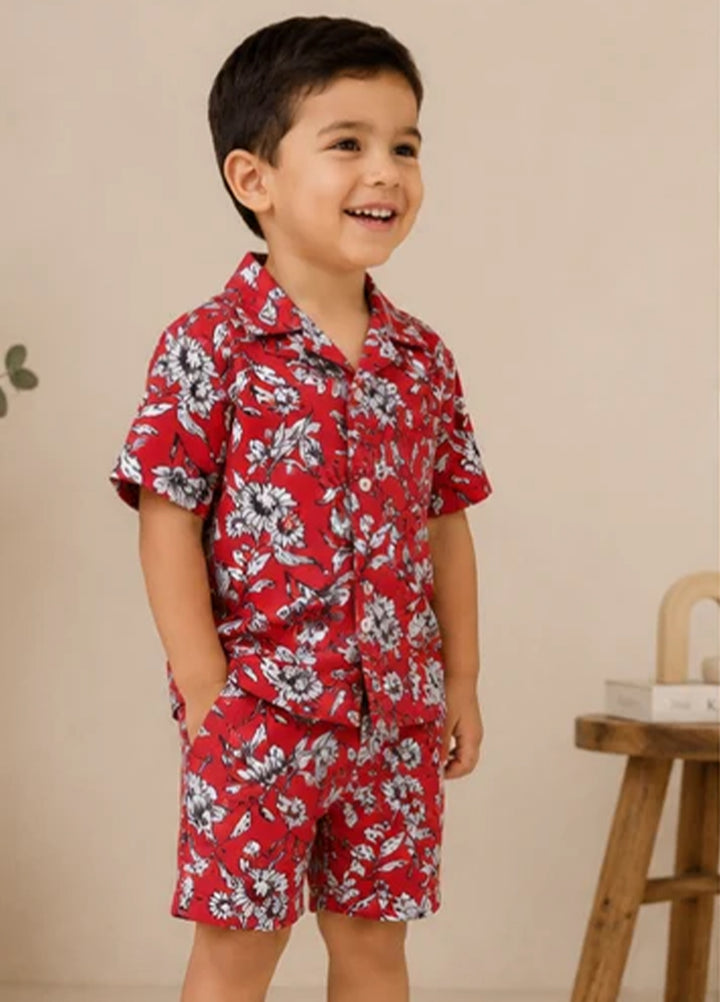 BabyCo Kids RTW Printed Cotton Co-Ord Sets Suit Waikiki Floral Resort Unisex - Casual Collection