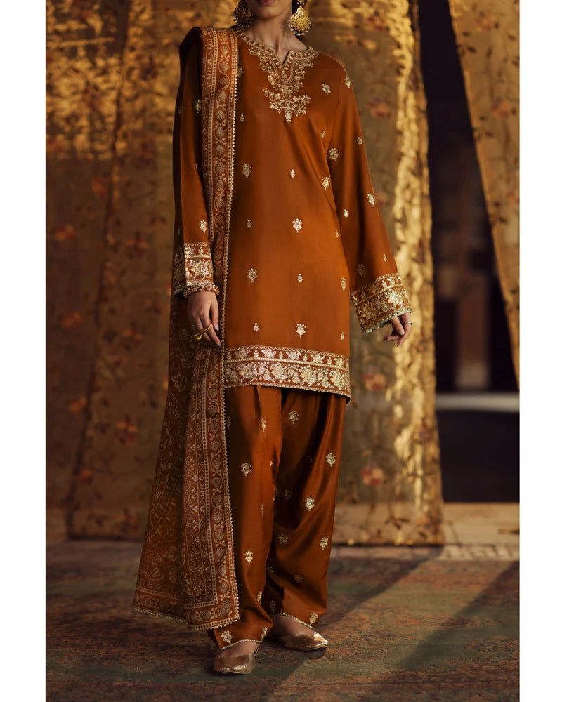 Rekha by Casualite RTW Embroidered Viscose Silk 3 Piece Suit CL26RVR Oraila - Festive Collection