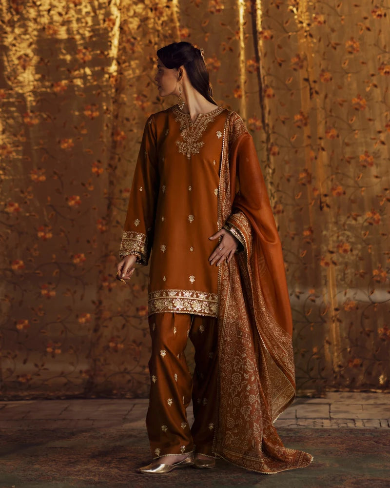 Rekha by Casualite RTW Embroidered Viscose Silk 3 Piece Suit CL26RVR Oraila - Festive Collection