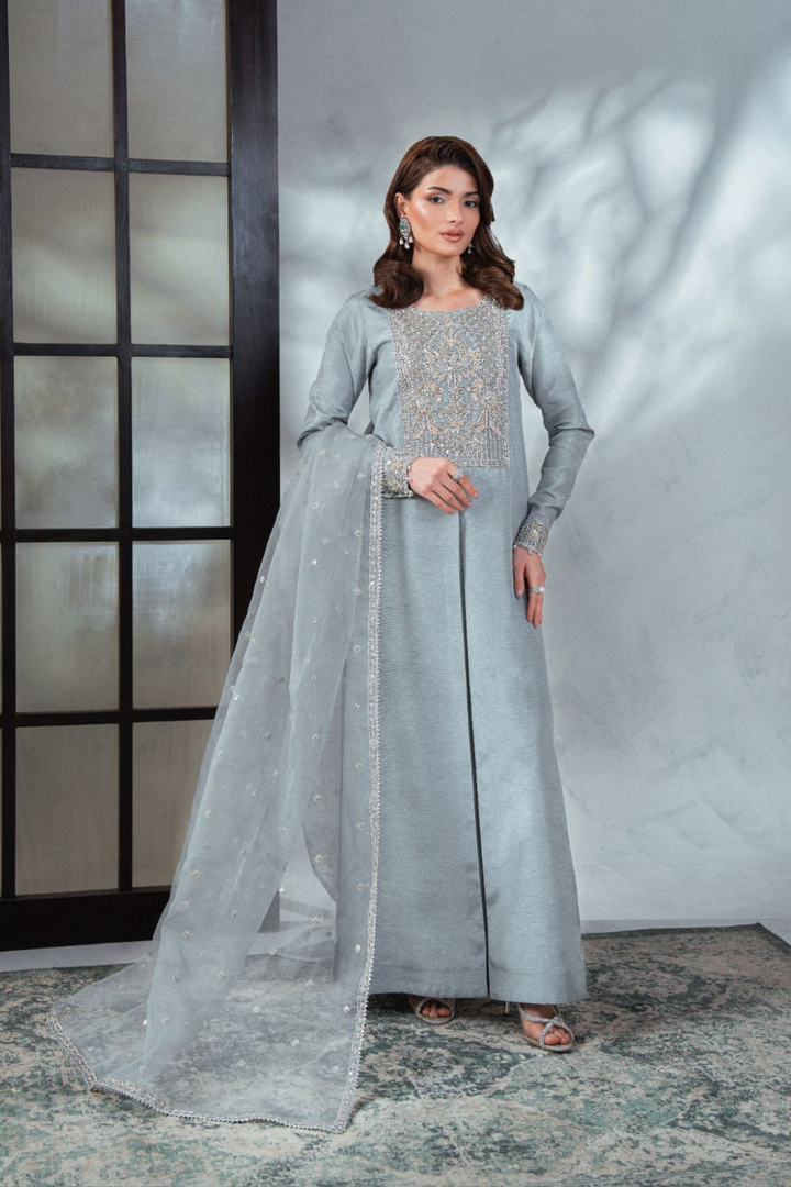 Soiree by Enzo Women RTW Hand work Silk 3 Piece Suit BLEUTEE Festive Collection