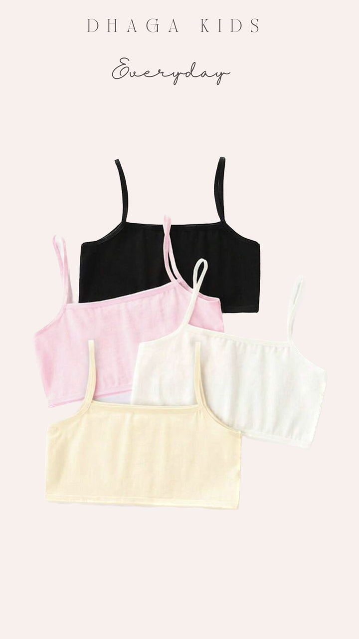 Dhaga Kids Pret Solids Stretchable Lycra Jersey 1 Piece Pack of 3 Cami Bralette HDKB - Summer Collection