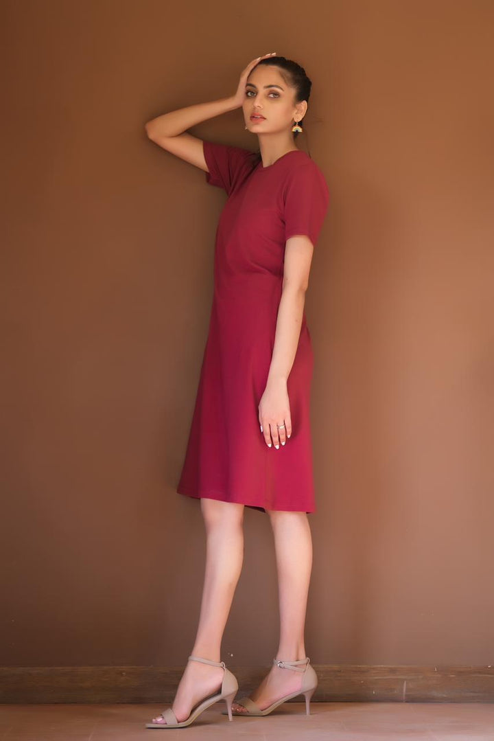 Dhaga Women Western Solids T- Shirt jersy Maroon DHLT08 - Summer Collection