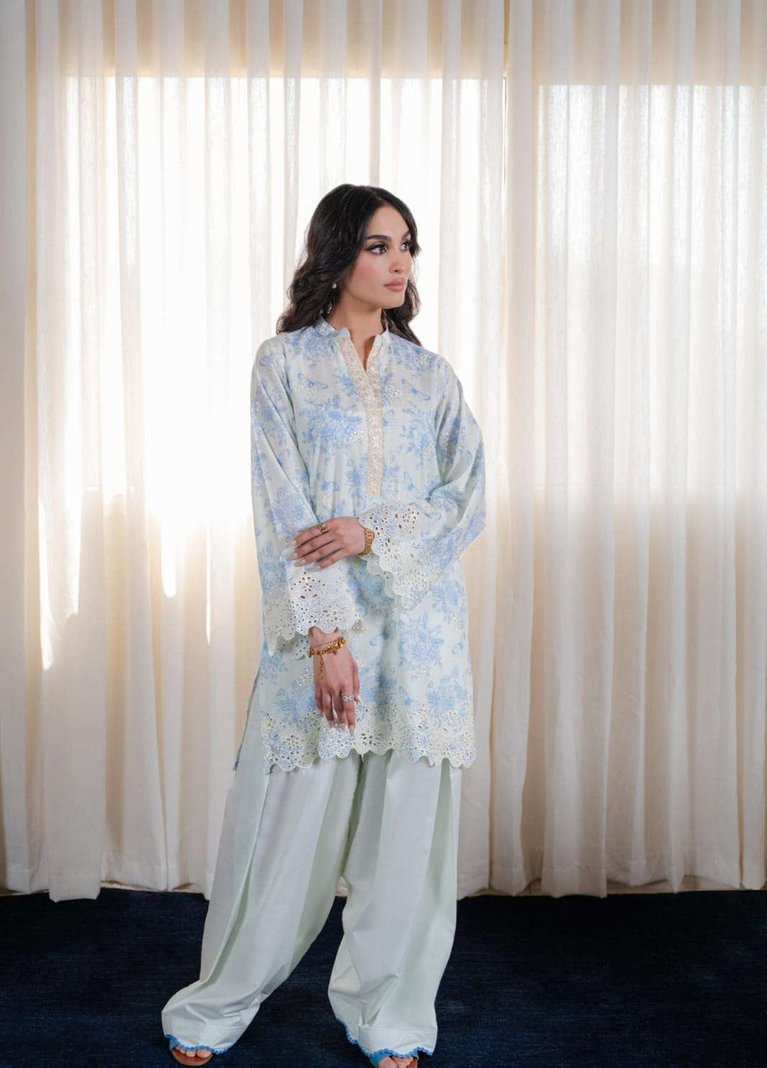 Laaleh Women RTW Embroidered Cotton 2 Piece Suit LAH26PC Azure Whisper - Casual Collection