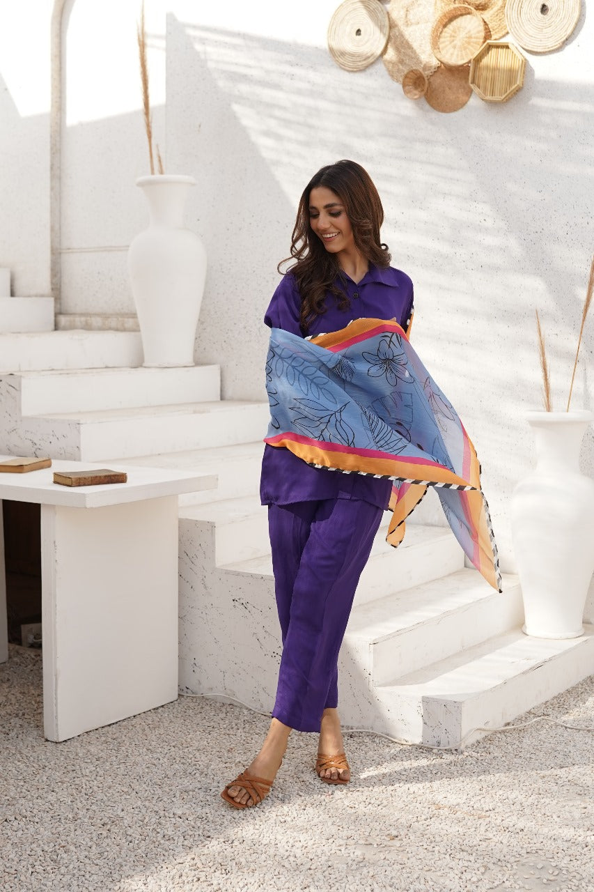 Dhaga Women Scarve Printed Crinkle Silk 1 Piece Autumn Elegance - Summer Collection