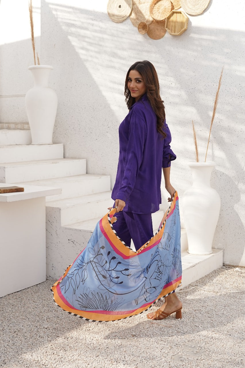 Dhaga Women Scarve Printed Crinkle Silk 1 Piece Autumn Elegance - Summer Collection