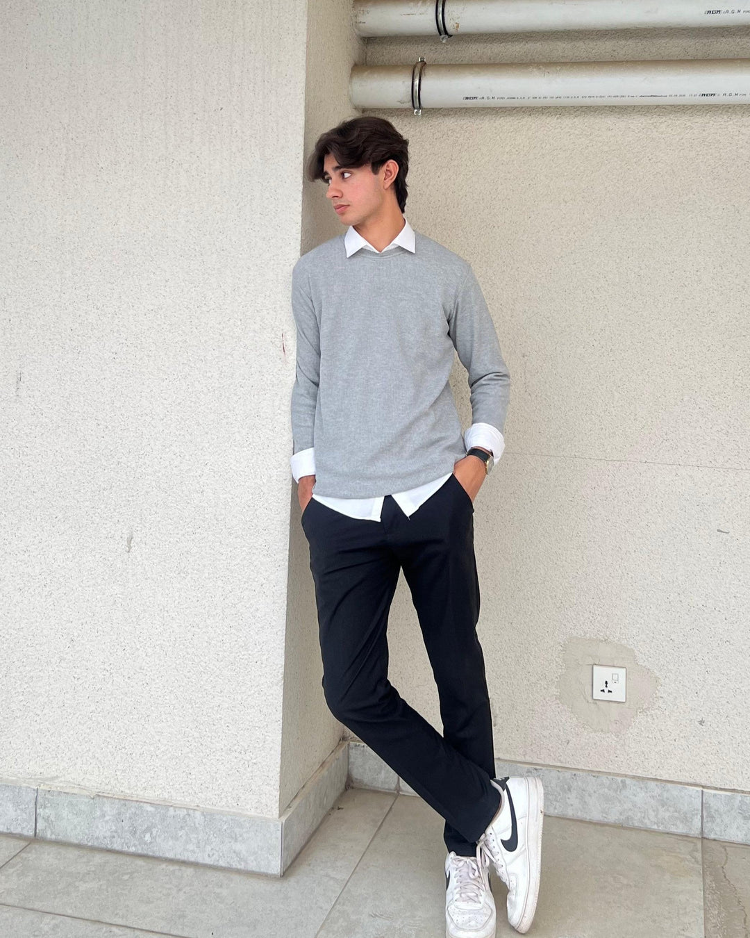 Muraqsh Ready To Wear Solids Cotton Men Waffle Grey Sweat Shirt ABD-WGSS - Summer Collection