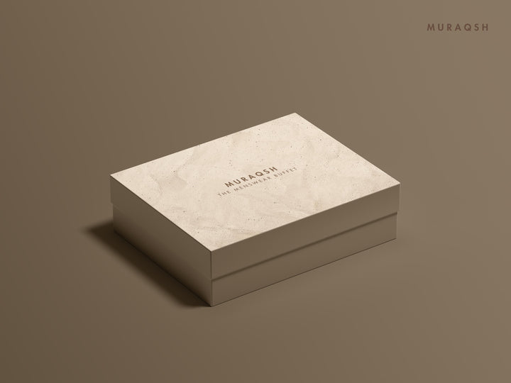 Muraqsh Ready To Wear Solids Cotton Men Premium Gift Box Top Drip Off with Grooving Textured in Beige Pink MUR-GIFT-BOX - Summer Collection