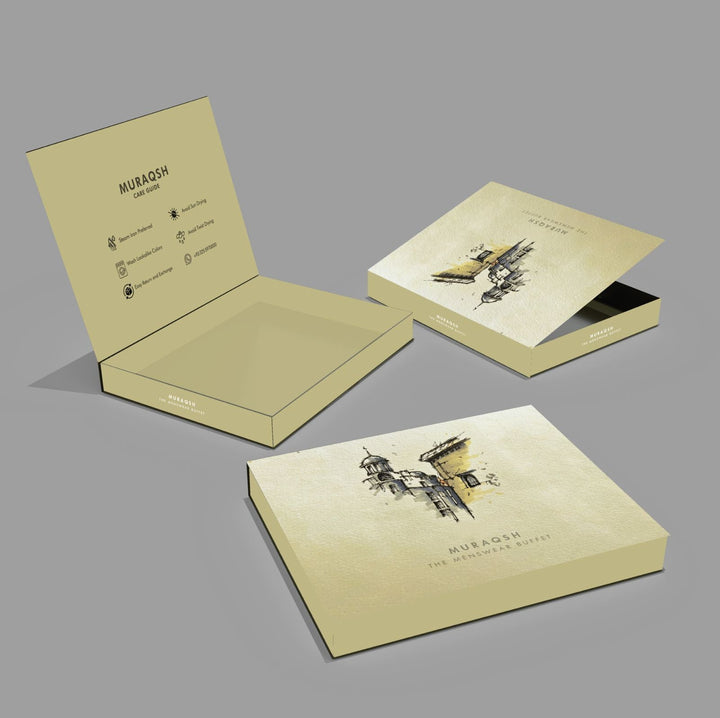 Muraqsh Ready To Wear Solids Cotton Men Premium Gift Box Top Drip off and Textured Grooving in Mint MUR-GIFT-BOX - Summer Collection