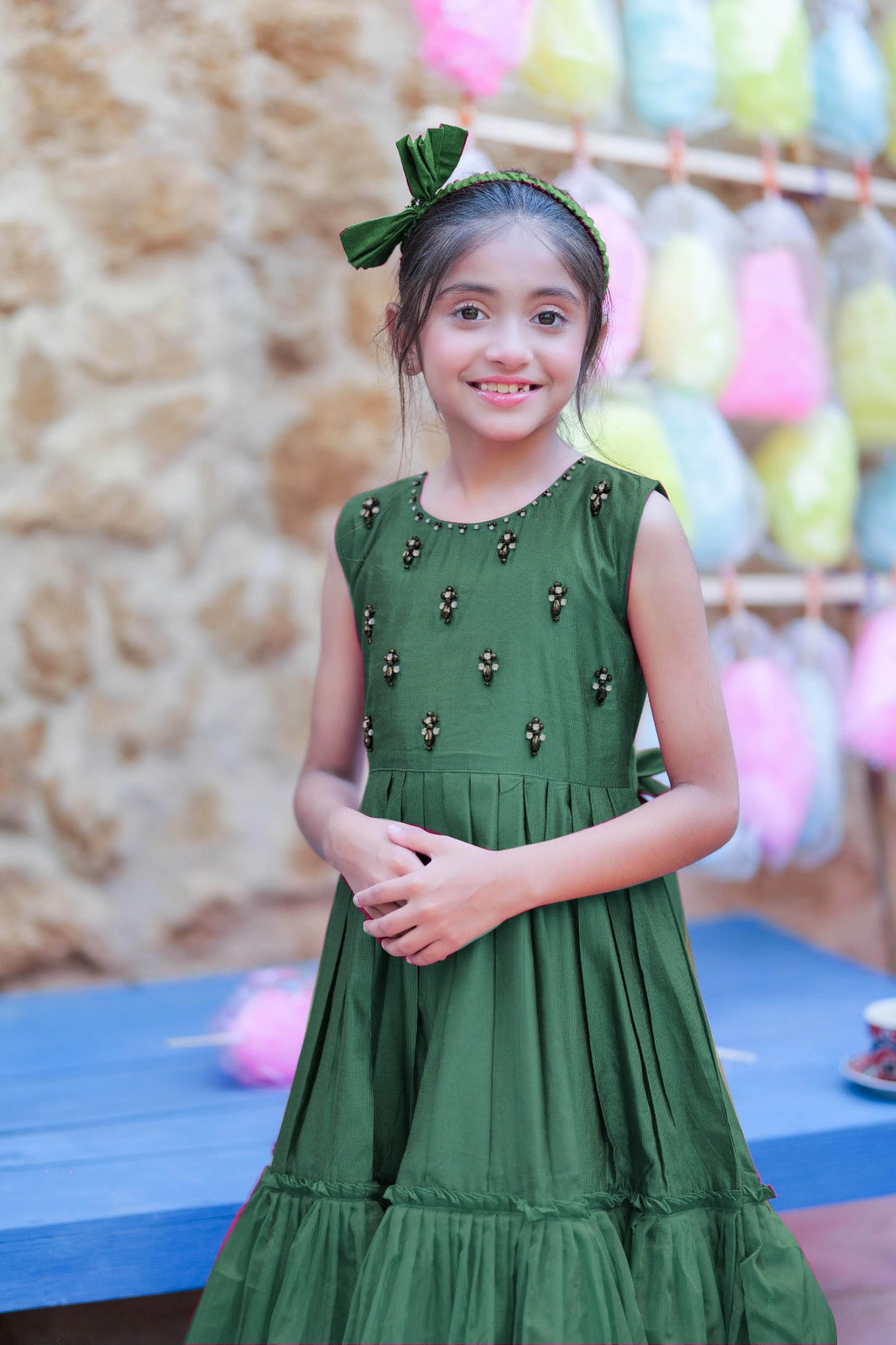 Senorita Kids RTW Bottle Green Formal 3 Piece Suit Viscose Chambray Katan KDD-03096 - Summer Collection