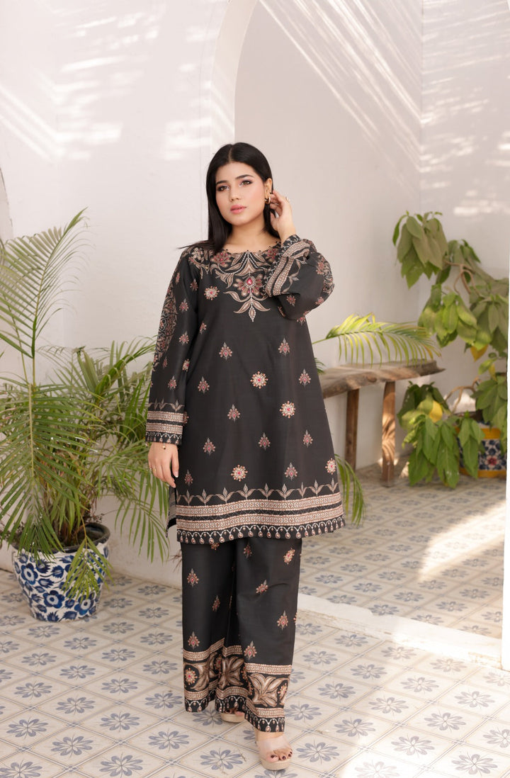 Firdous Women Pret Printed Cotton 2 Piece Luxury Black ATP-31 - Summer Collection