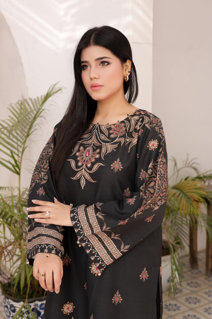 Firdous Women Pret Printed Cotton 2 Piece Luxury Black ATP-31 - Summer Collection