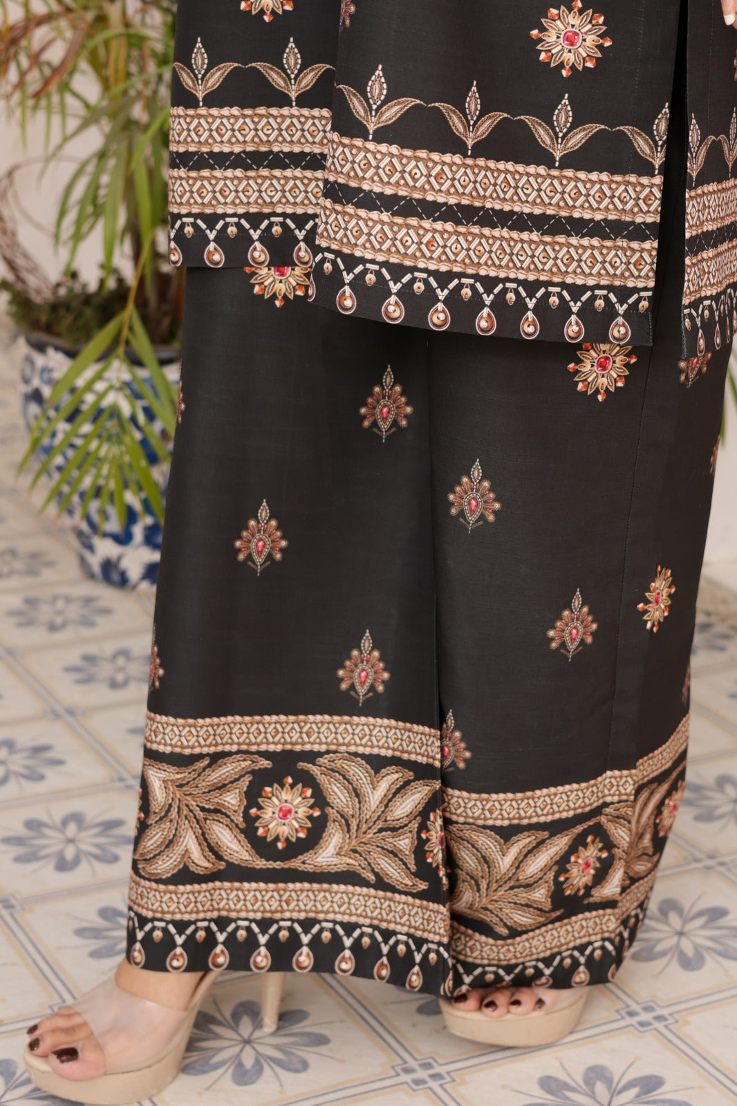 Firdous Women Pret Printed Cotton 2 Piece Luxury Black ATP-31 - Summer Collection