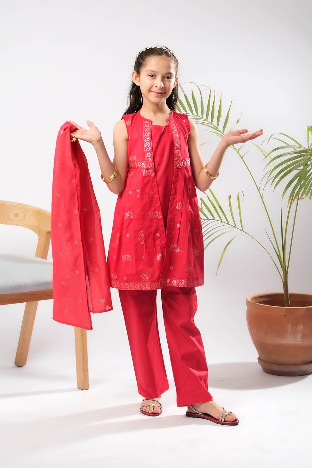 Senorita Girls RTW Solids Cotton 3 Piece Suit KBD-03389 Eid Collection