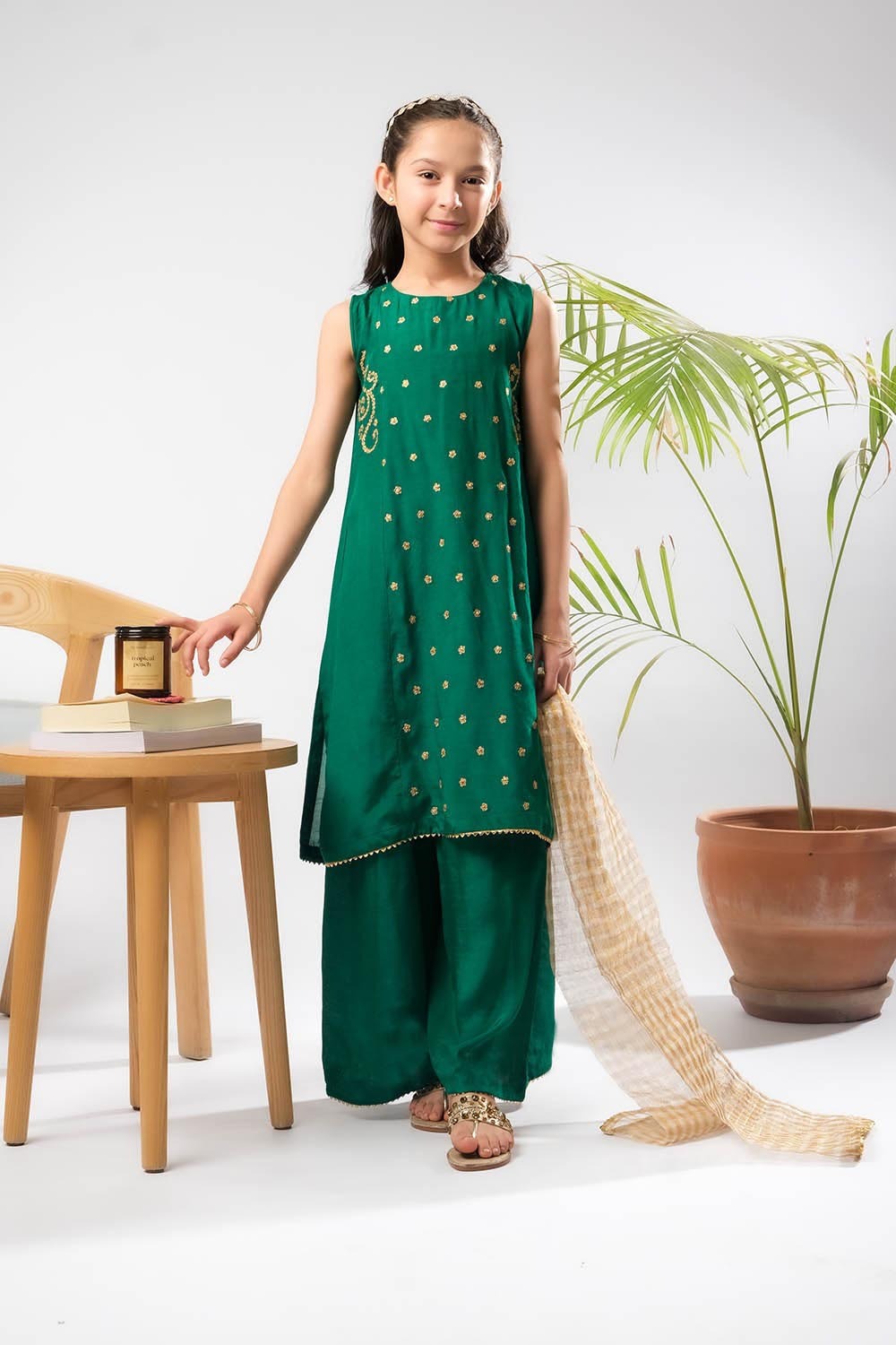 Senorita Girls RTW Embroidered Viscose Raw Silk 3 Piece Suit KDD-03279 Eid Collection