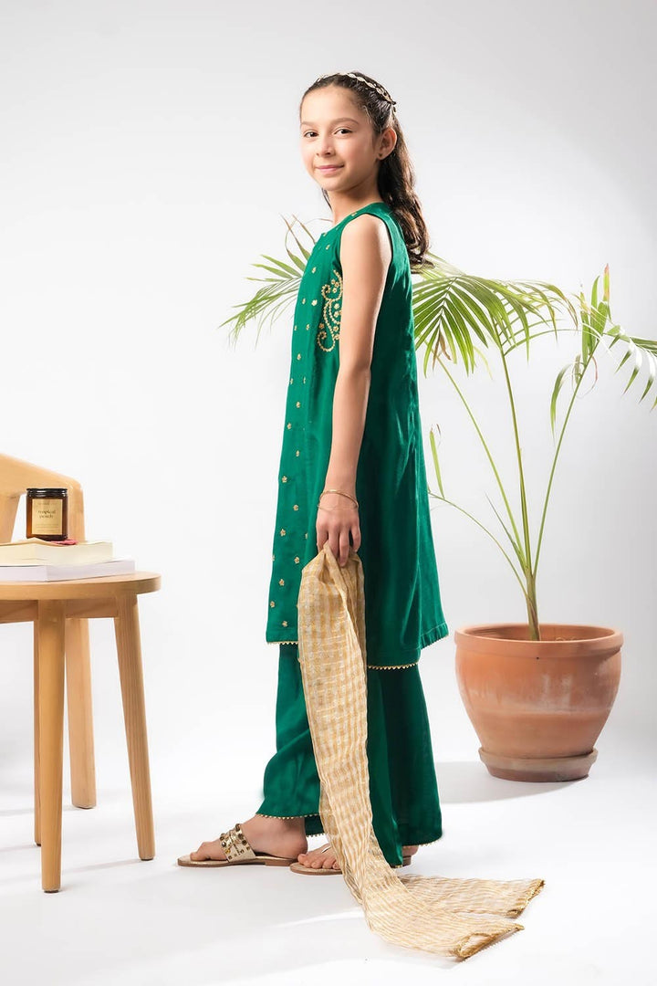 Senorita Girls RTW Embroidered Viscose Raw Silk 3 Piece Suit KDD-03279 Eid Collection