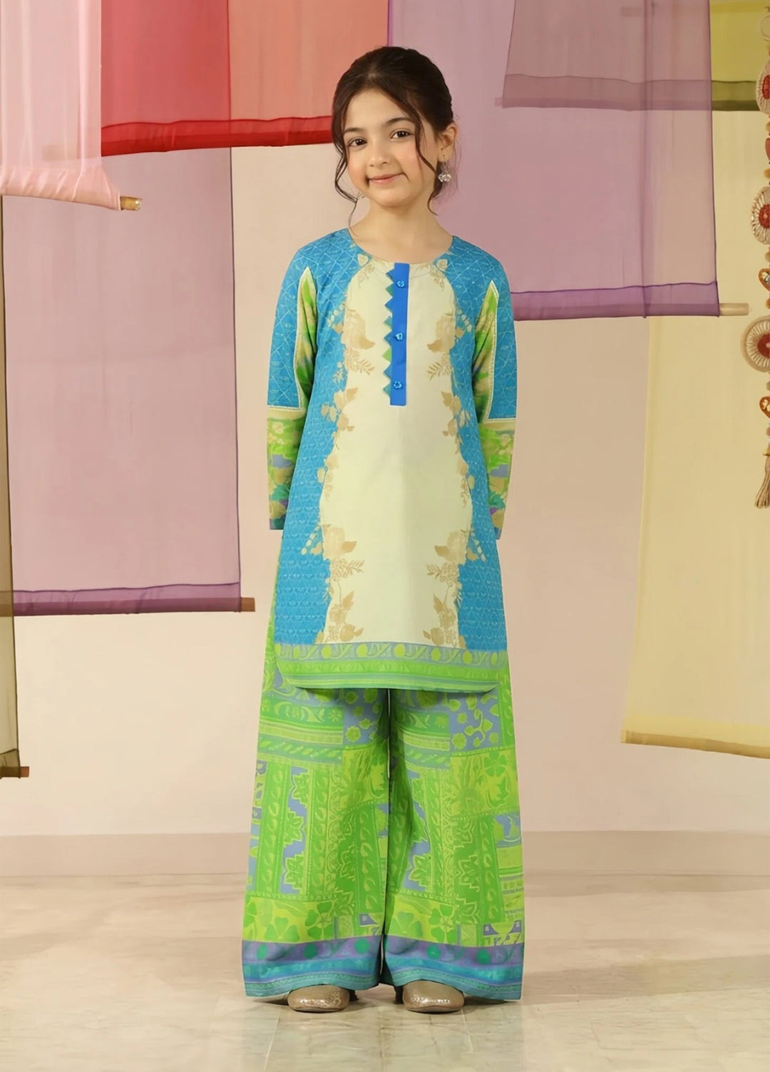 Everyday Edit by Style Up Girls RTW Printed Poly Lawn 2 Piece Suit Mini Aqua - Casual Collection