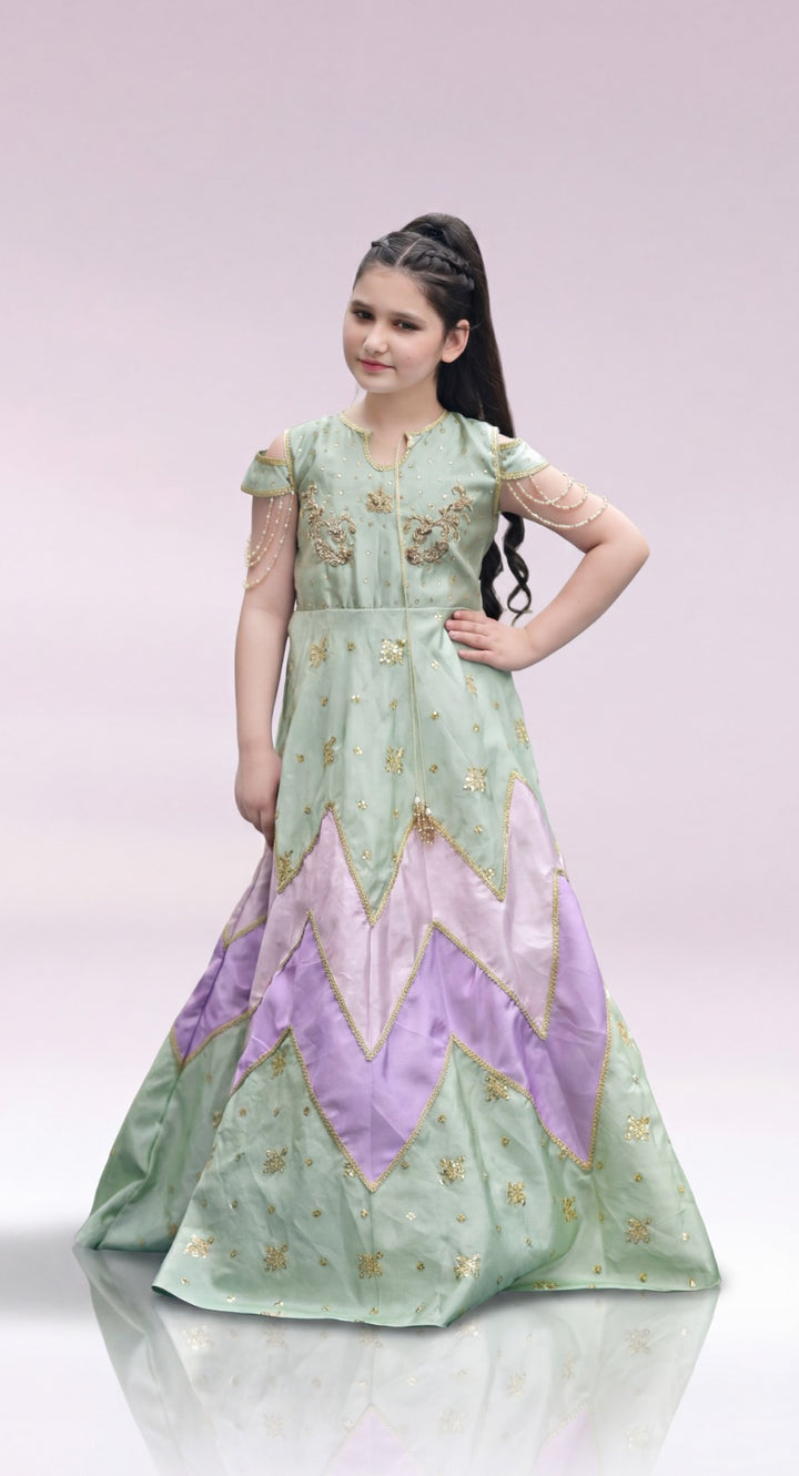 Andaz e Jahan by Qurratulain Saqib Pret kids Kattan 1 Piece Chikankari Pista Blossom Elegance - Wedding Collection