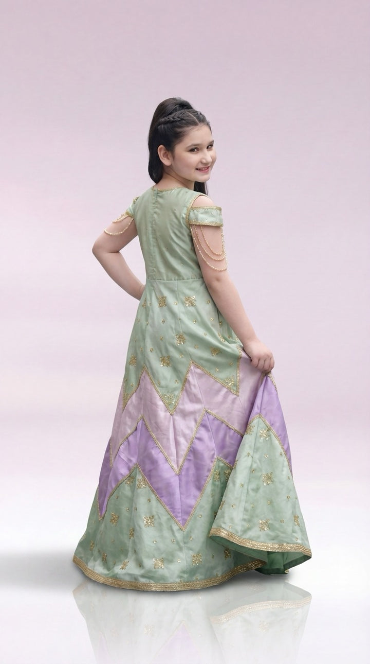 Andaz e Jahan by Qurratulain Saqib Pret kids Kattan 1 Piece Chikankari Pista Blossom Elegance - Wedding Collection