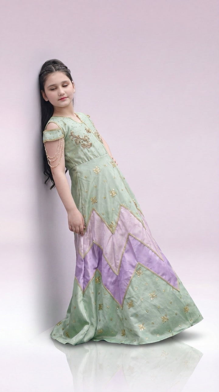 Andaz e Jahan by Qurratulain Saqib Pret kids Kattan 1 Piece Chikankari Pista Blossom Elegance - Wedding Collection