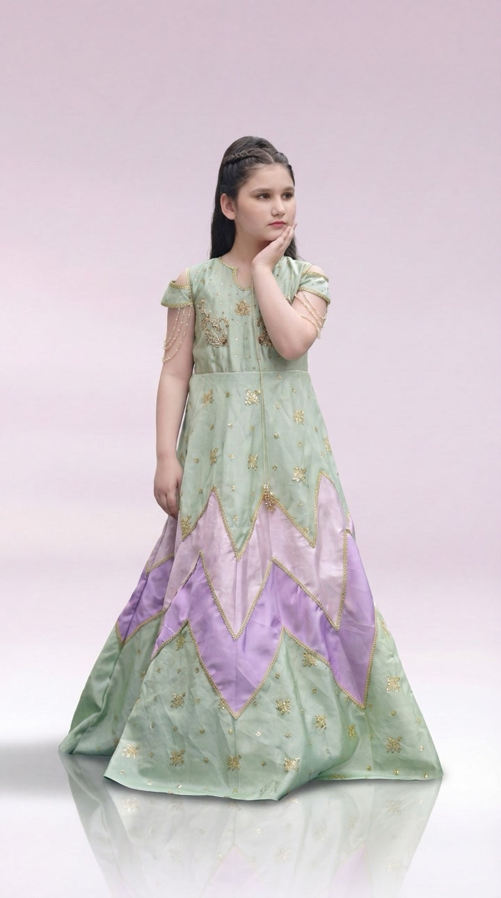 Andaz e Jahan by Qurratulain Saqib Pret kids Kattan 1 Piece Chikankari Pista Blossom Elegance - Wedding Collection