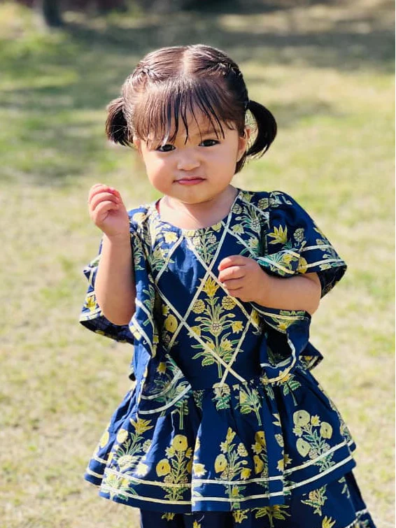 Urban Cut Girls RTW Solids Lawn Co-Ord Sets Suit Navy Blue Casual Collection
