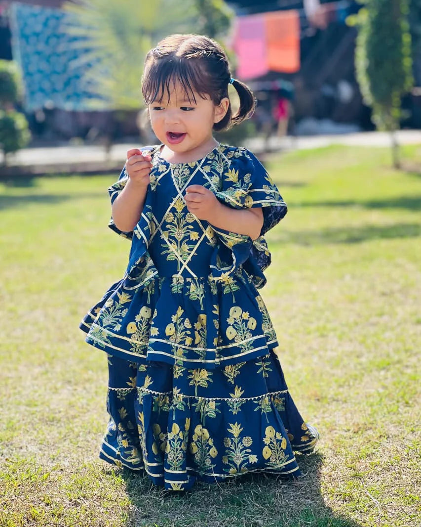 Urban Cut Girls RTW Solids Lawn Co-Ord Sets Suit Navy Blue Casual Collection