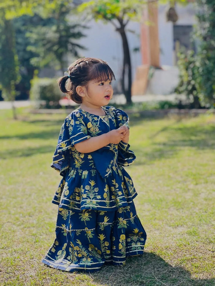 Urban Cut Girls RTW Solids Lawn Co-Ord Sets Suit Navy Blue Casual Collection