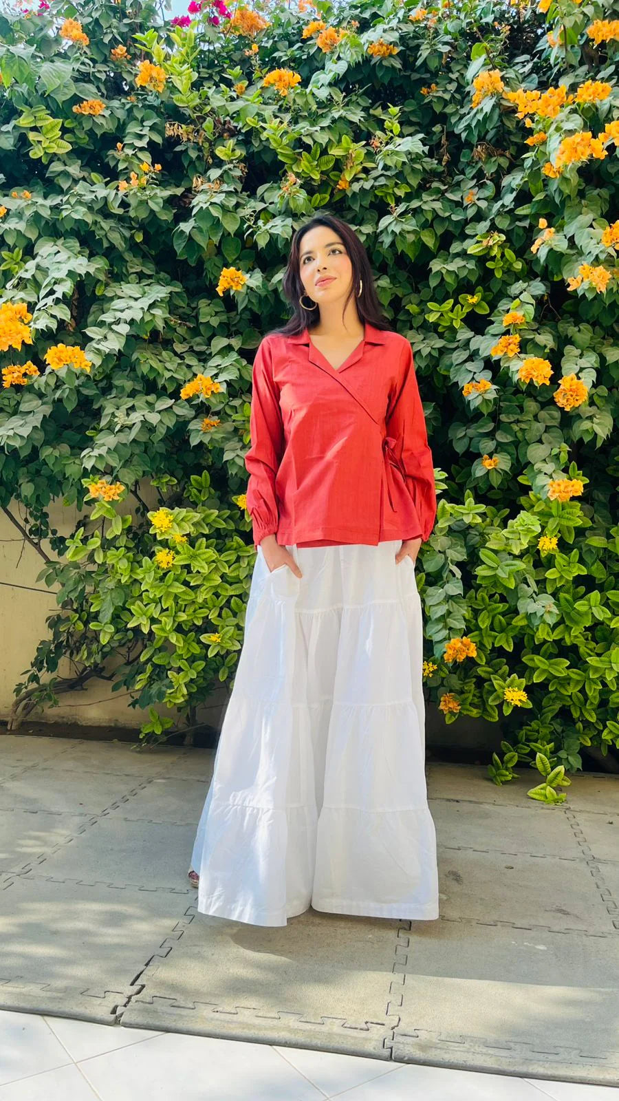 Urban Cut RTW Solids Cotton 1 Piece Red Wrap Shirt Casual Collection