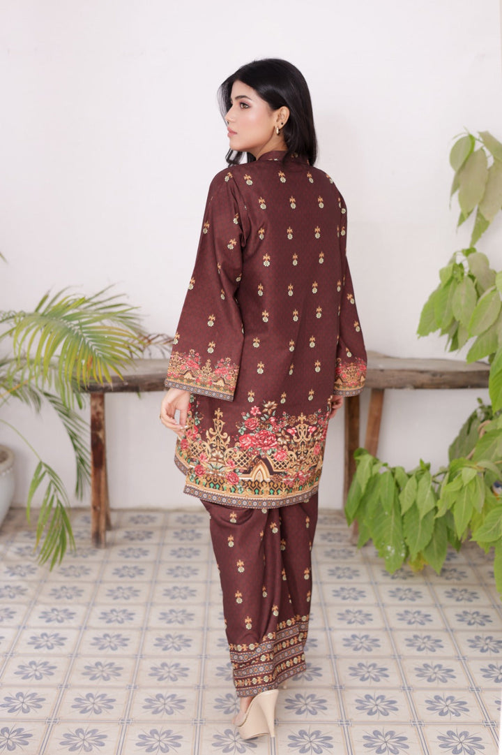 Firdous Women Pret Printed Cotton 2 Piece Luxe Brown ATP-32 - Summer Collection
