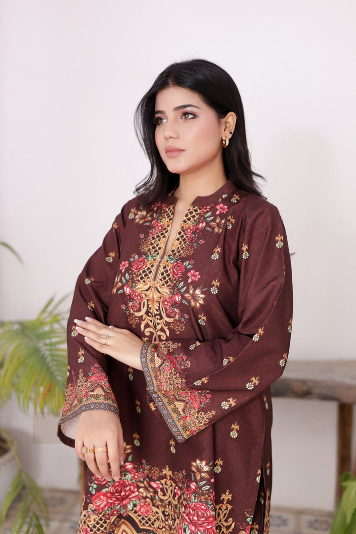 Firdous Women Pret Printed Cotton 2 Piece Luxe Brown ATP-32 - Summer Collection