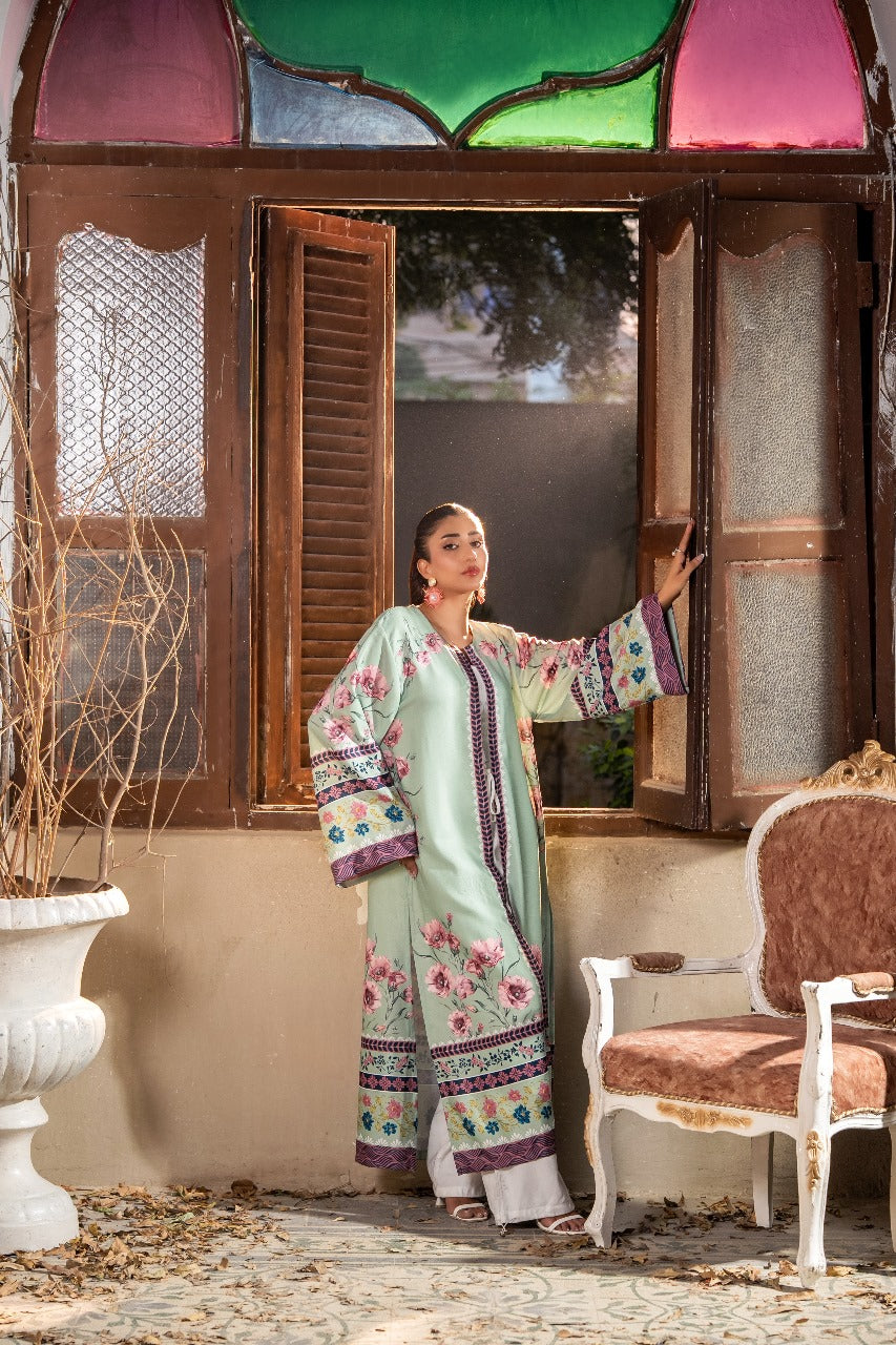 Dhaga Women Pret Printed Herringbone 1 Piece Suit Sagea SS25SHDP604 - Winter Collection