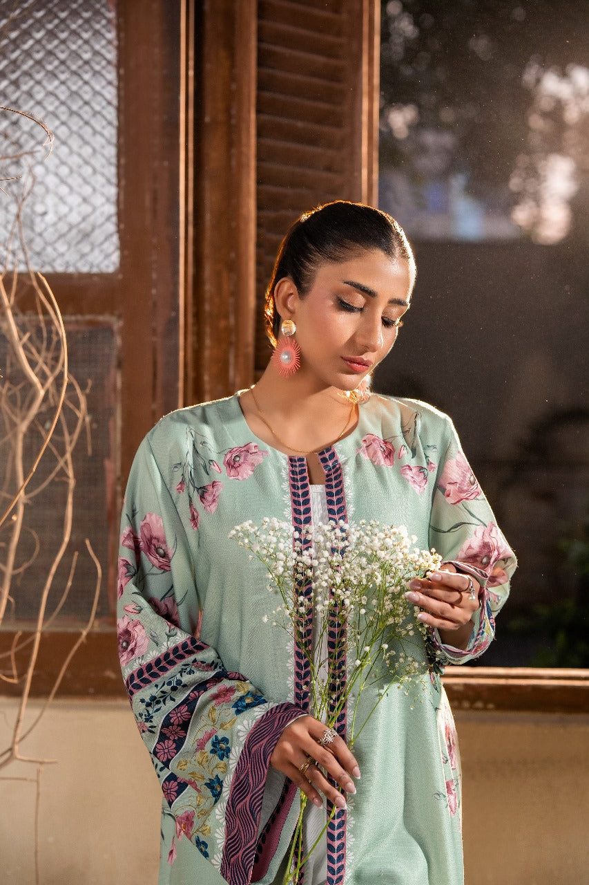 Dhaga Women Pret Printed Herringbone 1 Piece Suit Sagea SS25SHDP604 - Winter Collection