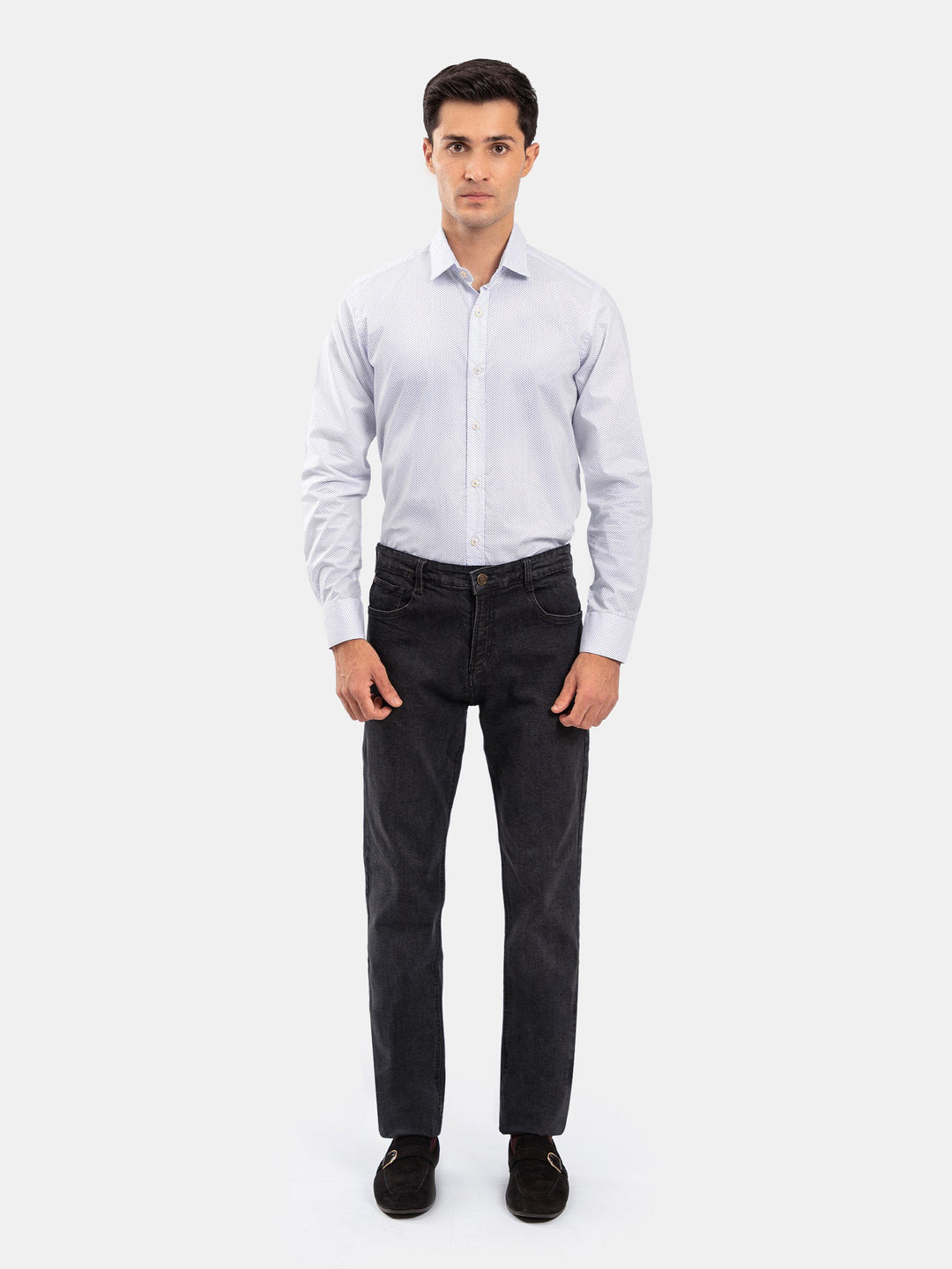 Brumano Mens RTW Solids Cotton Shirt Suit White Fine Winter Collection