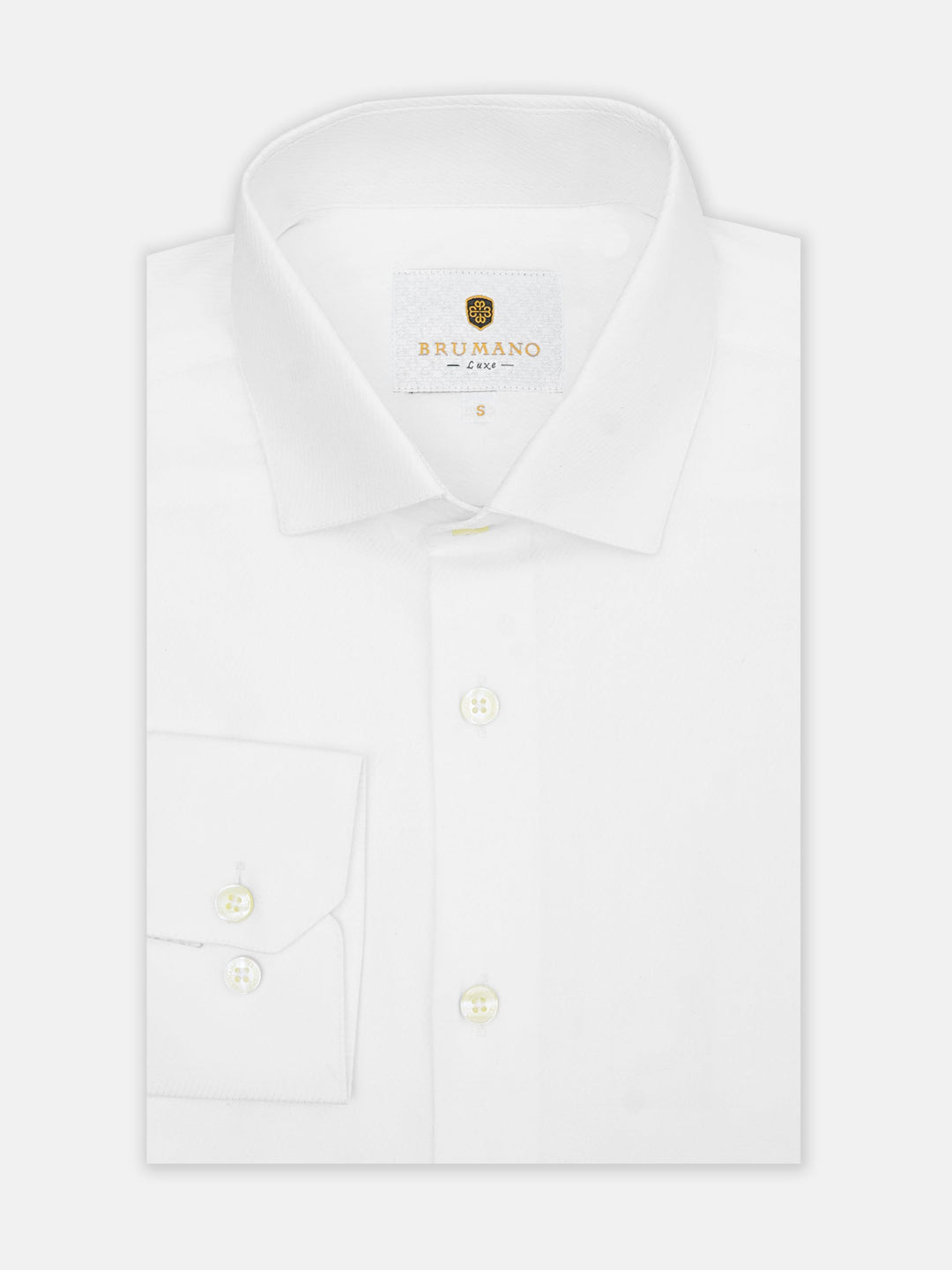 Brumano Mens RTW Solids Cotton Shirt White Self Striped Casual Collection