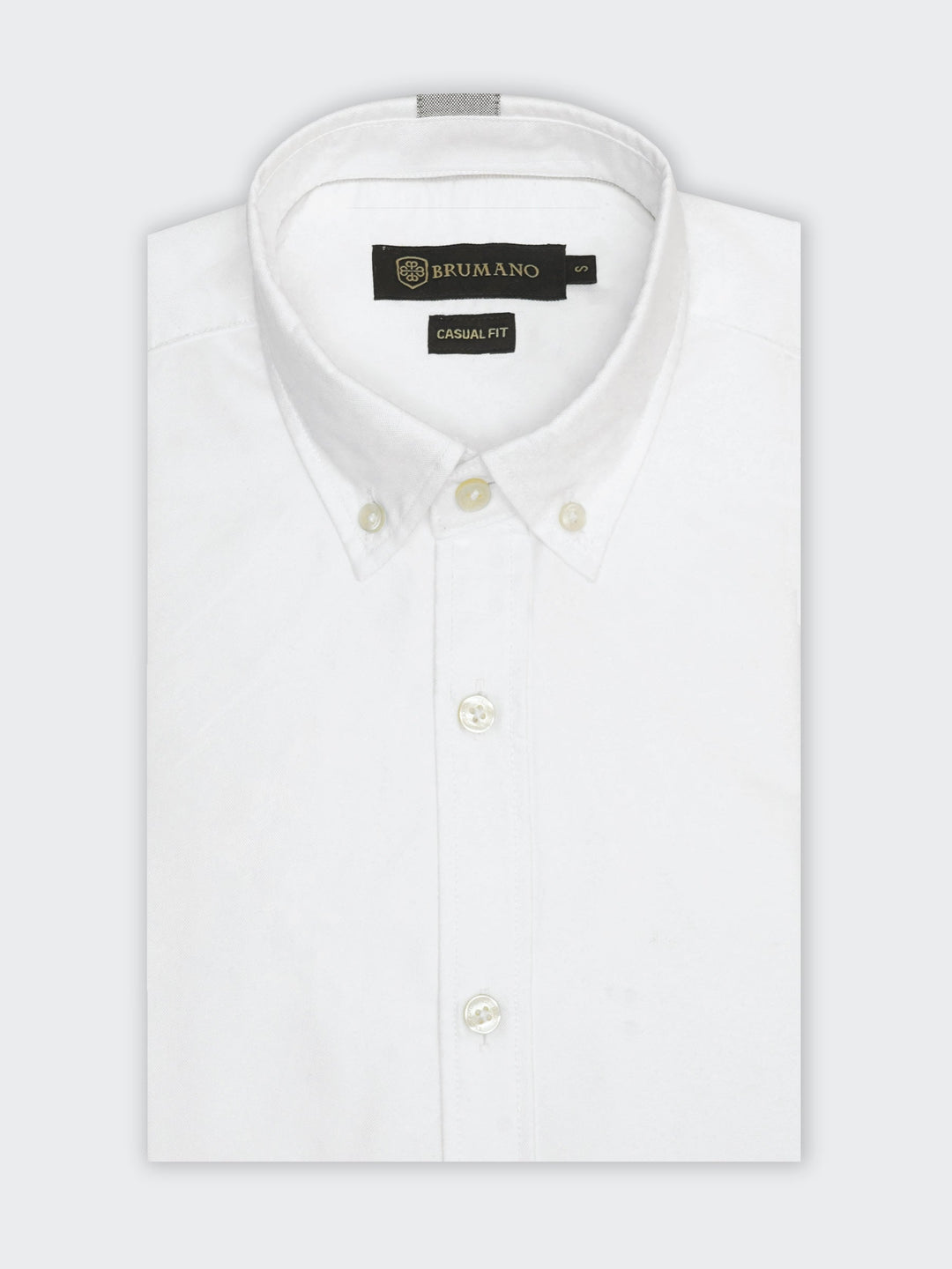 Brumano Mens RTW Solids Cotton Shirt White Oxford Western Collection