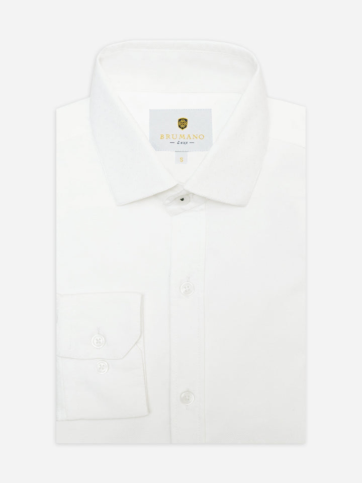 Brumano Ready To Wear Shirts Men 1 Piece Cotton White Dobby Structured Formal Shirt Luxe 0-32-025-4395 - Summer Collection