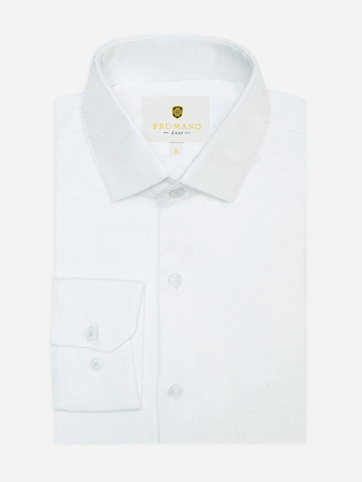 Brumano Ready To Wear Shirts Men 1 Piece Cotton White Dobby Structured Formal Shirt Luxe 0-32-025-4392 - Summer Collection