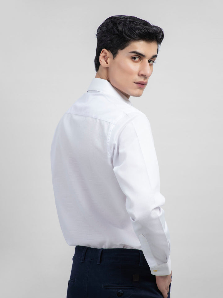 Brumano Ready To Wear Shirts Men 1 Piece Cotton White Honeycombed Structured Shirt 0-32-022-1438 - Summer Collection