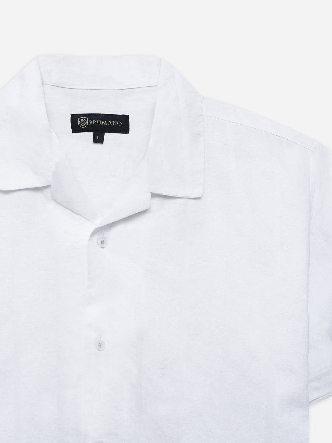 Brumano Ready To Wear Shirts Men 1 Piece Cotton White Linen Blended Cuban Collar Shirt 0-33-025-4663 - Summer Collection