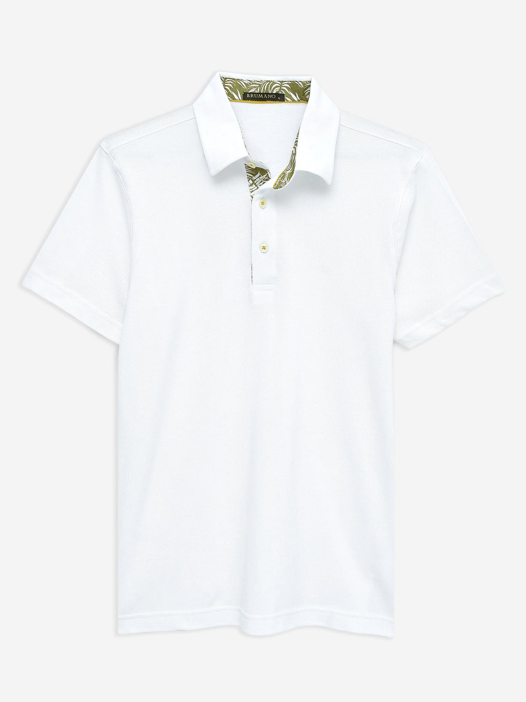 Brumano Mens RTW Solids Cotton Polo T-Shirt White Self Collar Contrasting Casual Collection