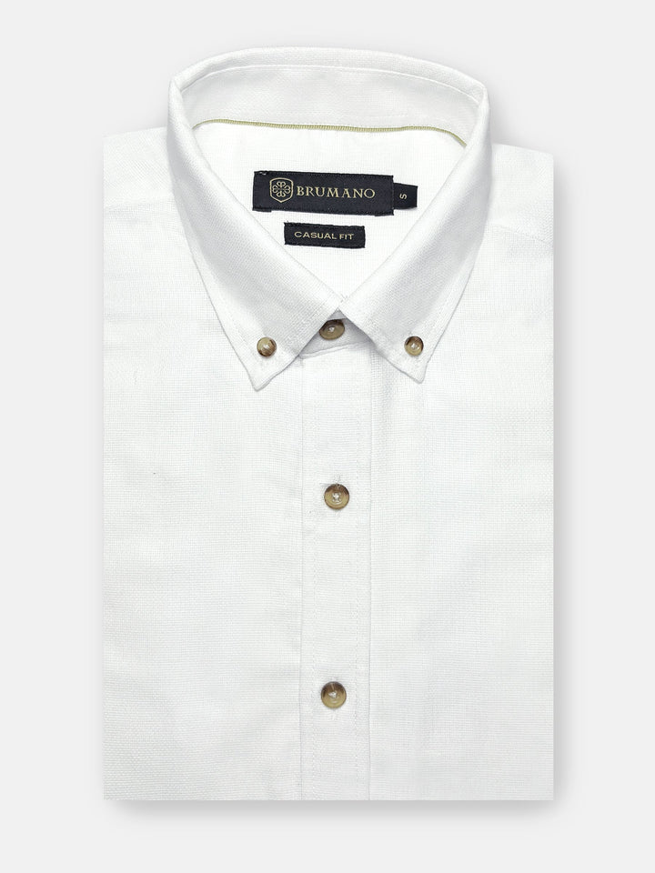 Brumano Ready To Wear Shirts Men 1 Piece Cotton White Structured Button Down Shirt 0-31-025-4478 - Summer Collection