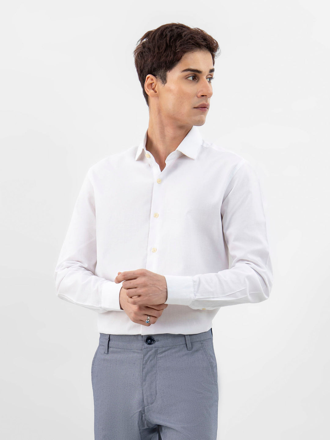 Brumano Ready To Wear Shirts Men 1 Piece Cotton White Structured Formal Shirt 0-32-024-2026 - Summer Collection