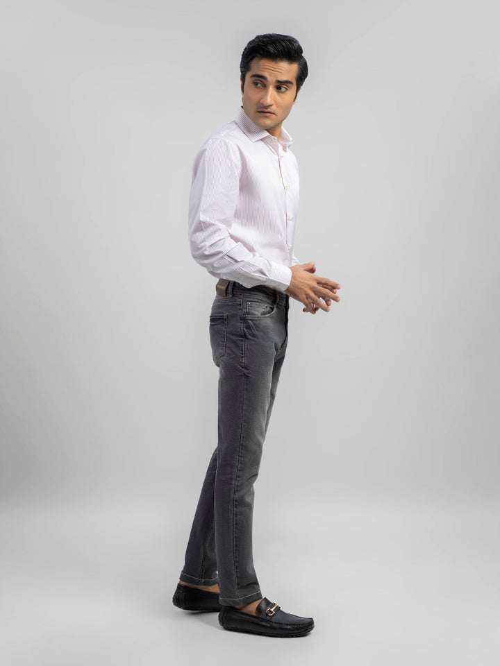 Brumano Ready To Wear Shirts Men 1 Piece Cotton White & Red Striped Formal Shirt 0-32-023-1562 - Summer Collection