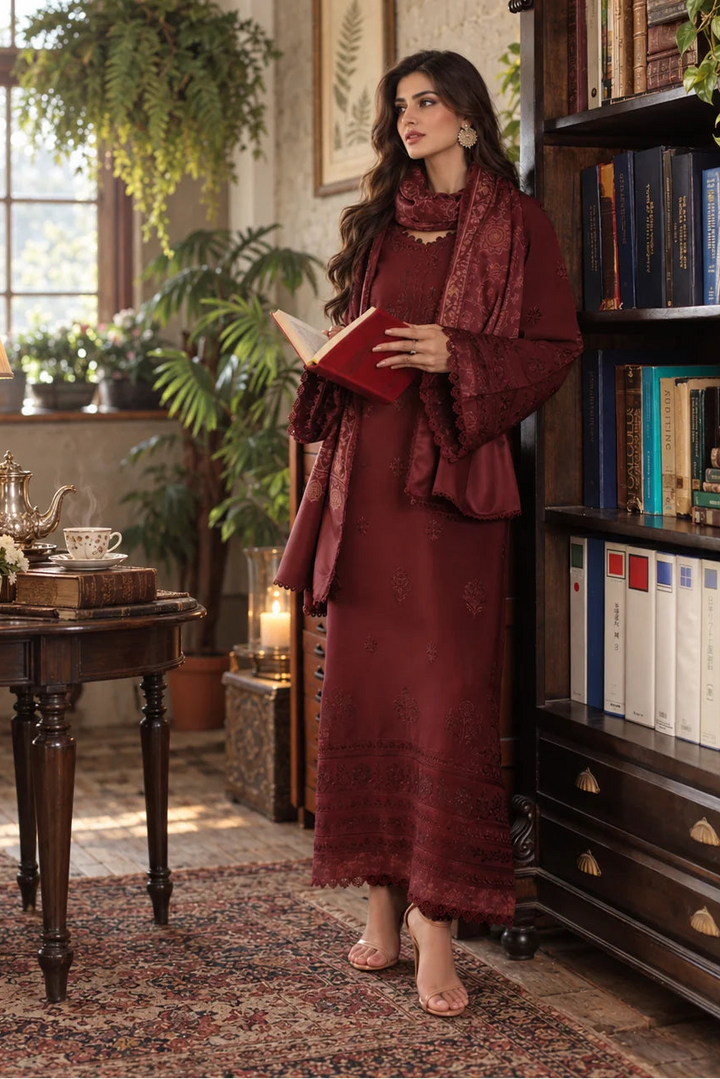 Noor by Saadia Asad Unstitched Embroidered Linen 3 Piece Suit SA26UNL D3 B - Winter Collection