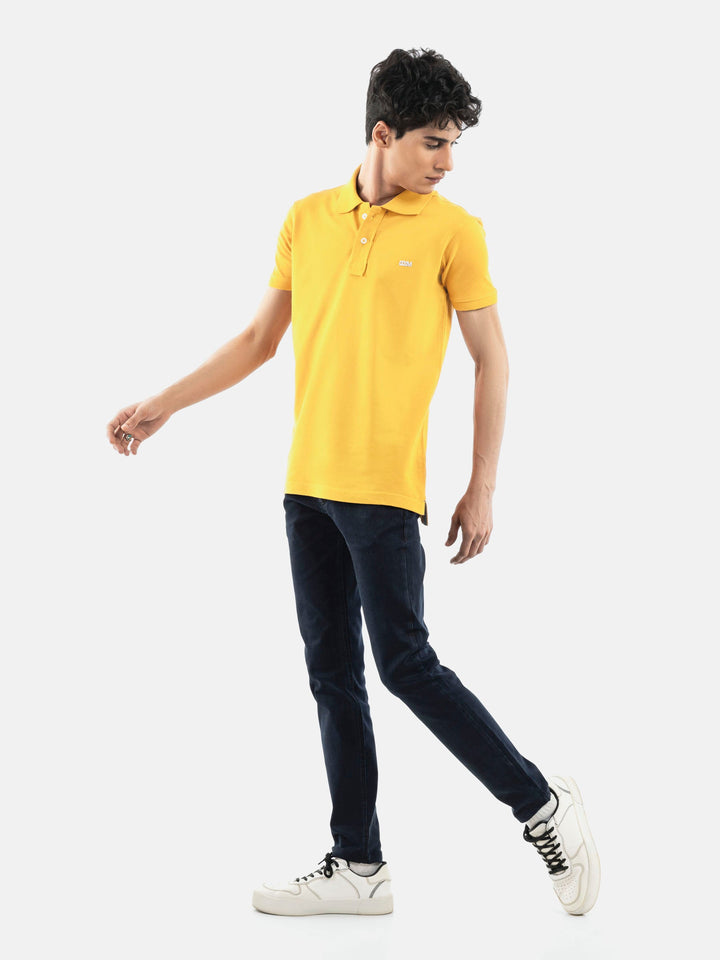 Brumano  Solids Cotton Polo Yellow Basic Pique Polo Shirt