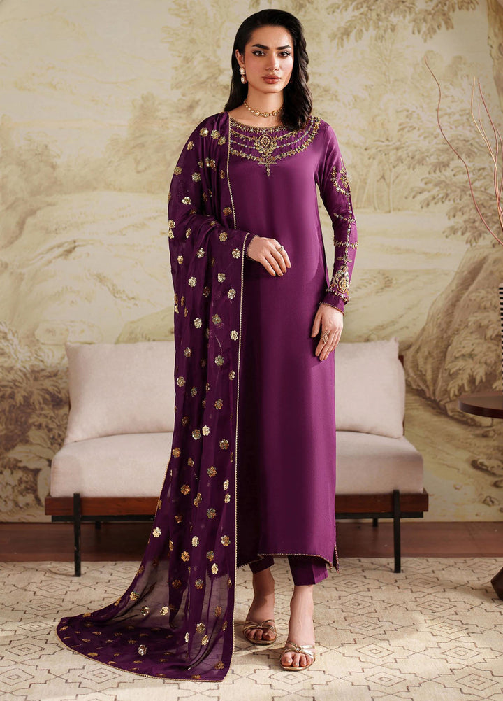 Saheera by Zarif Embroidered Raw Silk Suits Unstitched 3 Piece ZR25UF SHE-01 Umairah - Festive Collection